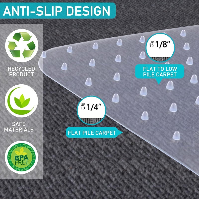 PHOUZIN Office Chair Mat for Carpet: 48"x36" Clear Desk Chair Mat for Carpet Floor, Computer Mat for Low Carpeted Floors,Thick and Sturdy Protector, Rug Pad for Rolling Chairs Office Work Gaming - Image 4
